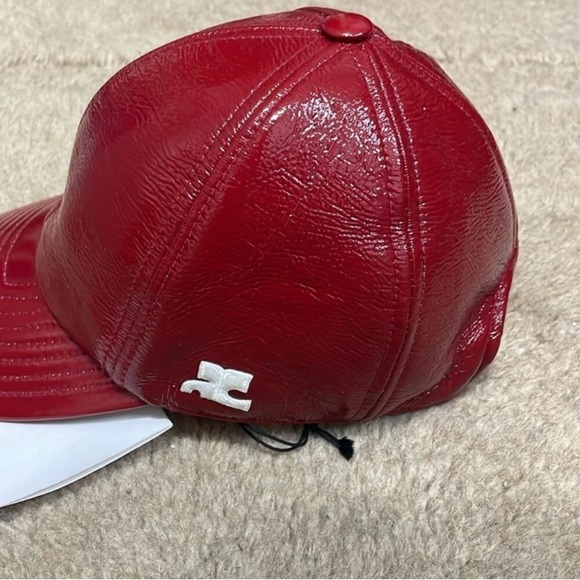 MONNIER COURREGES Signature Red Patent Leather Baseball Hat, NWT - Picture 5 of 10